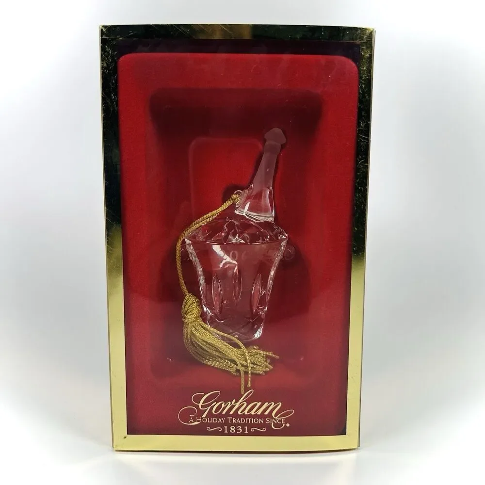 Gorham 2000 Crystal Champagne Bottle in Bucket Original Box Ornament Millennium